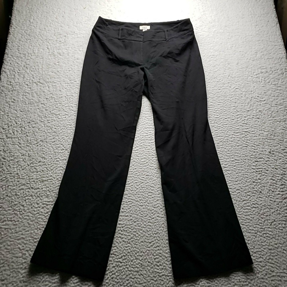 Ann Taylor LOFT Dress Pants Womens 0 Black Twill Stretch Flat Front Workwear